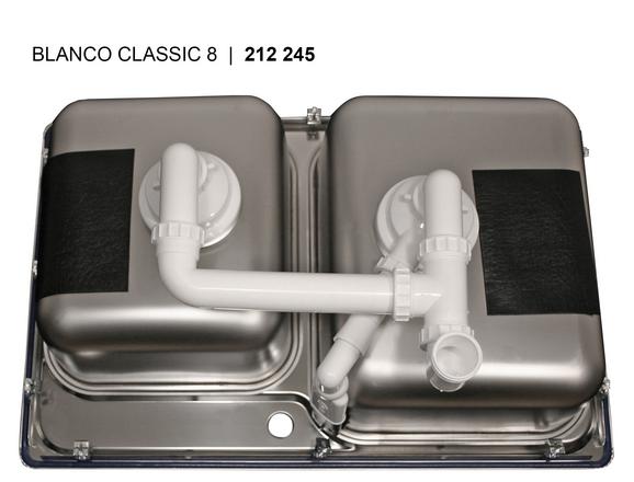 BLANCO CLASSIC 8, Stainless steel satin polish, w/o drain remote control, Main bowl right, 800 mm min. cabinet size